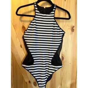 Lululemon Coastline One
Piece Swimsuit Striped
Mesh Black White- Size 8 (Reposh)